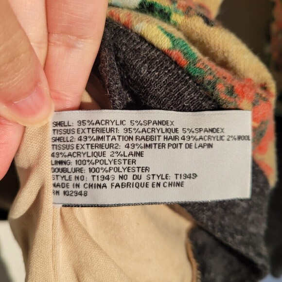 ModCloth Tulle Tan Brown Floral Knit Long Sleeve Pullover Wool Blend Sweater Med - Picture 9 of 11